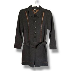 M Missoni Made in Italy Gray Wool Romper with Belt Size 4